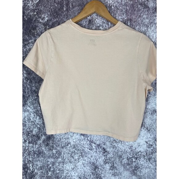Levi's Pink Daisy Logo Cropped top Blouse Tee Shirt Women's Medium - Picture 9 of 9